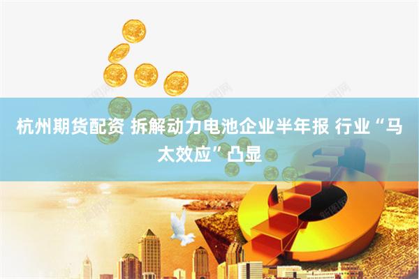 杭州期货配资 拆解动力电池企业半年报 行业“马太效应”凸显