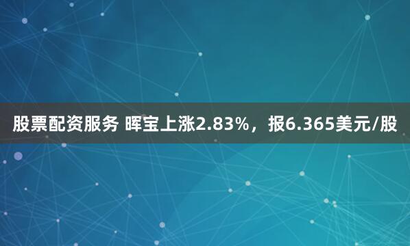 股票配资服务 晖宝上涨2.83%，报6.365美元/股